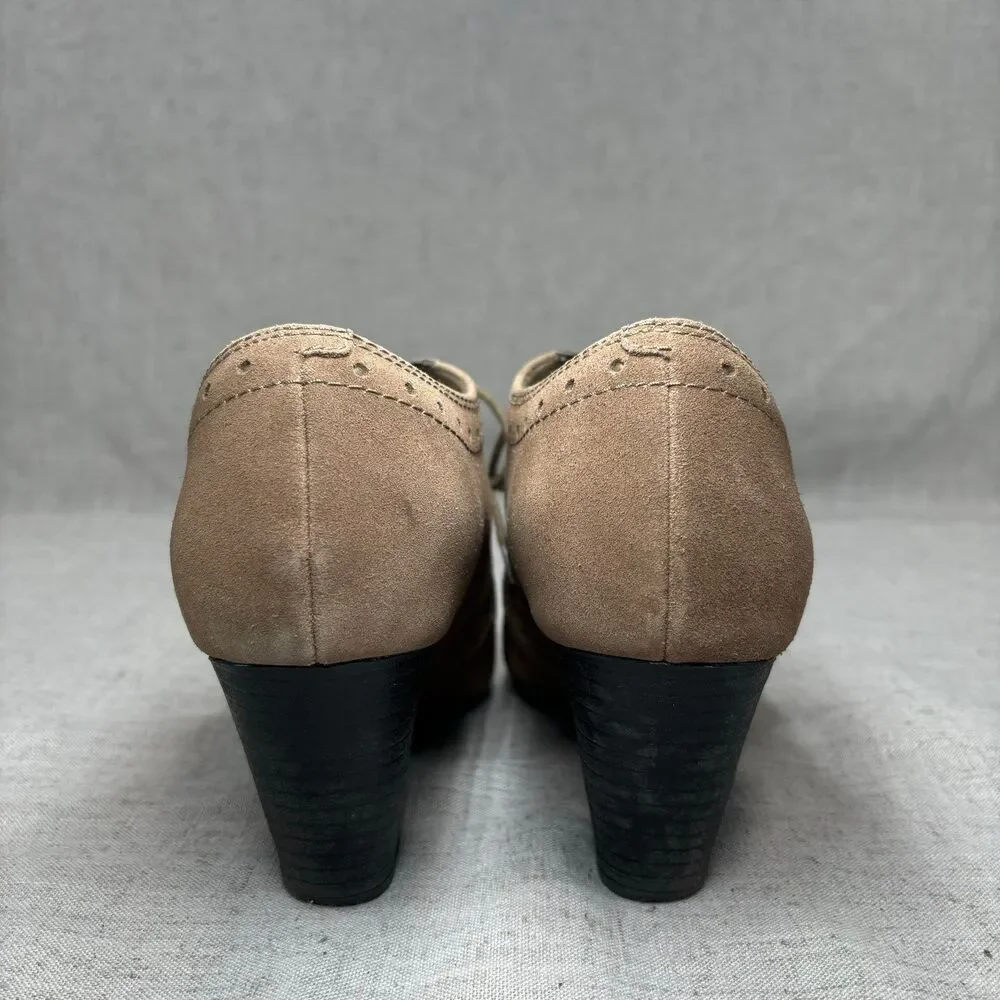 Clarks Bendables Sapphire Chloe Taupe Boots Suede Oxford Heeled Boot Women's 9 - Picture 5 of 10